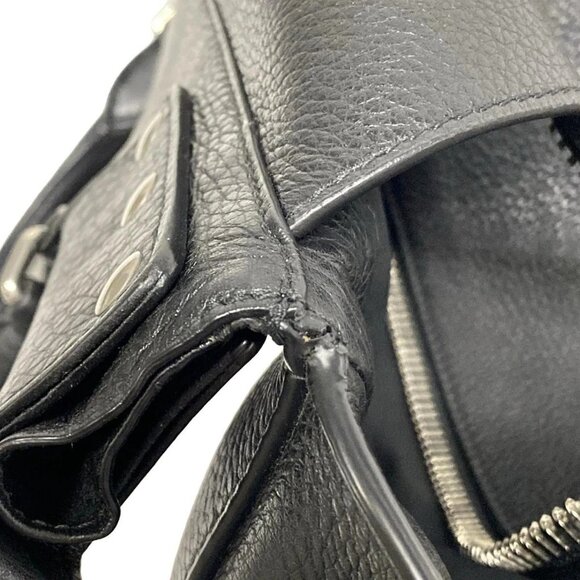 Auth BALENCIAGA waist large shopper bag 702082 Black Leather Handbag - Picture 14 of 16